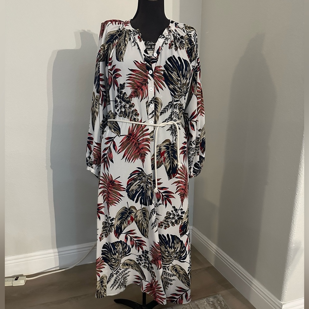 CUPSHE palm print rope tie dress